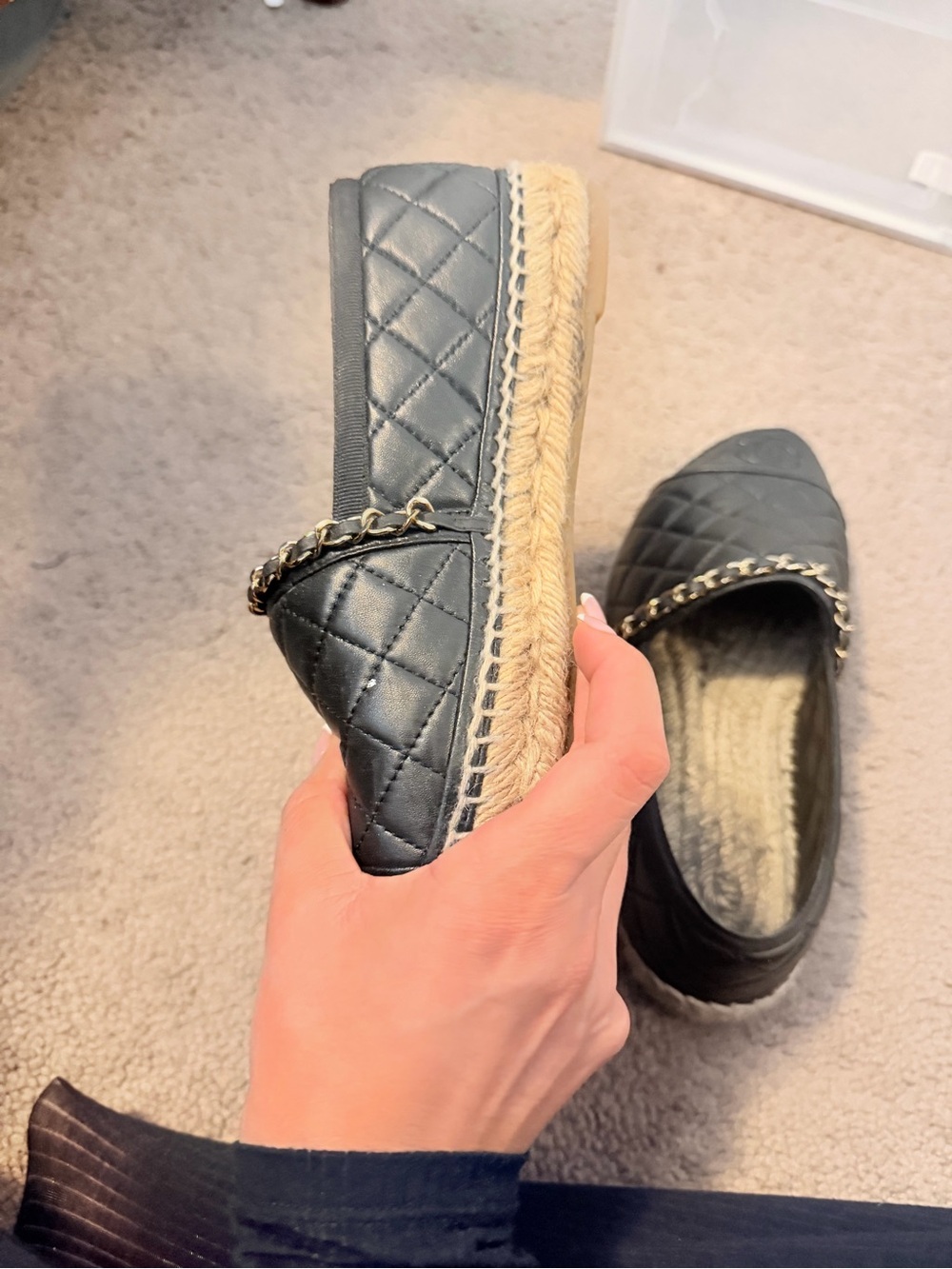 Chanel Quilted Black Leather Espadrilles - Picture 8 of 9